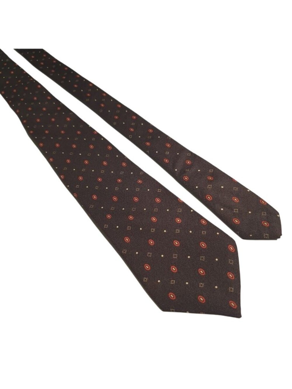 Brooks Men Brown Tie Slim Pattern 3 Inch Wide Vintage Polyester USA 54 x 3